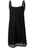 Just Cavalli Textured Fringe Strap Dress - Black