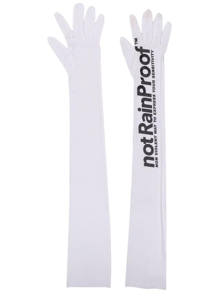 Styland Printed Long Gloves - White