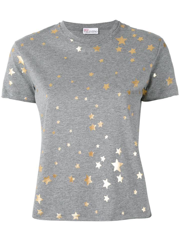Red Valentino - Metallic Stars T-shirt - Women - Cotton - Xs, Grey, Cotton