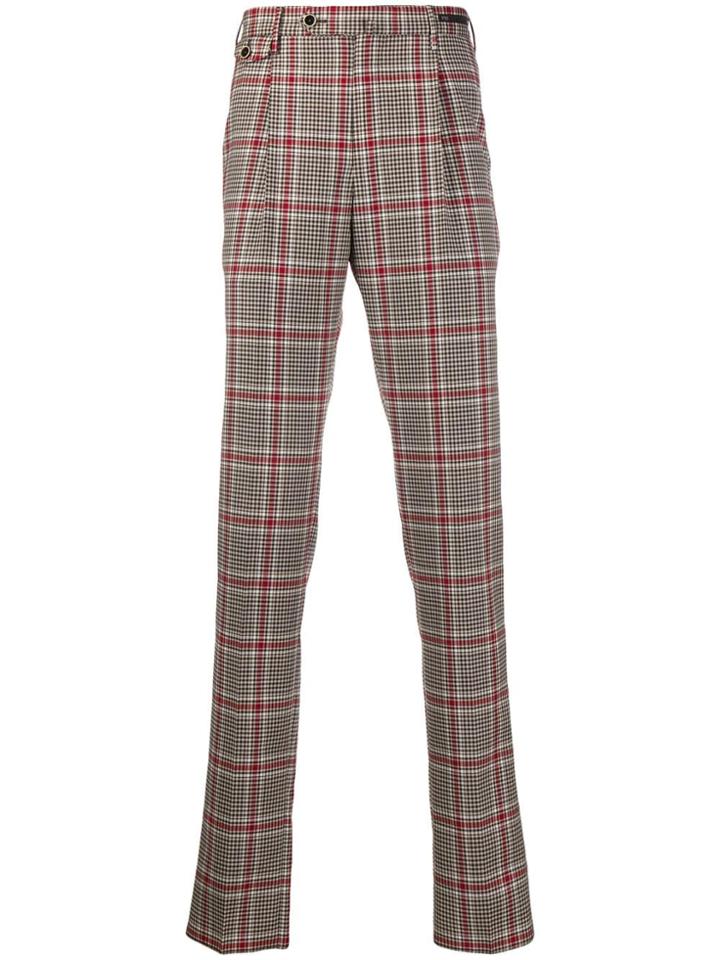 Pt01 Check-print Trousers - Neutrals