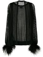 Andrea Bogosian Feathers Knit Cardigan - Black