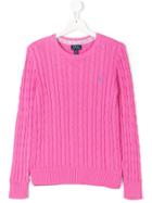Ralph Lauren Kids Teen Chunky Knit Sweater - Pink & Purple