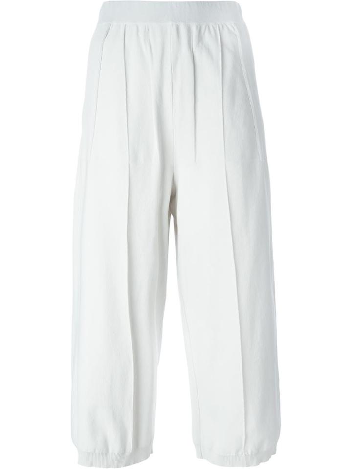 Boboutic Cropped Elasticated Trousers, Women's, Size: S, White, Viscose/polyester