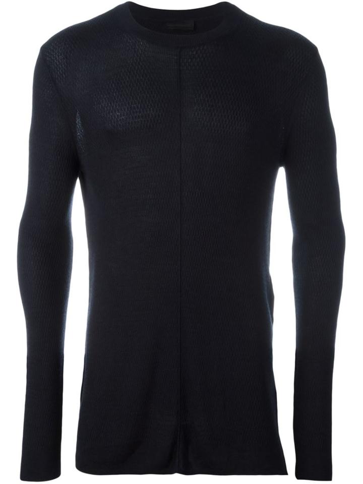 Diesel Black Gold Exposed Seam Fitted Jumper, Men's, Size: Large, Blue, Viscose/cashmere