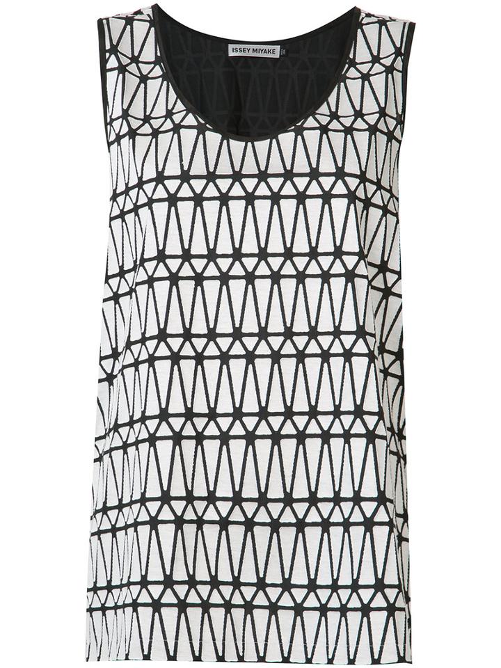 Issey Miyake Printed Tank Top, Women's, Size: 2, White, Polyester