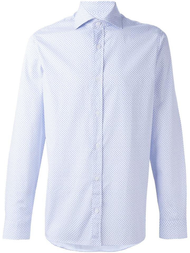 Z Zegna Micro Paisley Print Shirt, Men's, Size: 40, Blue, Cotton