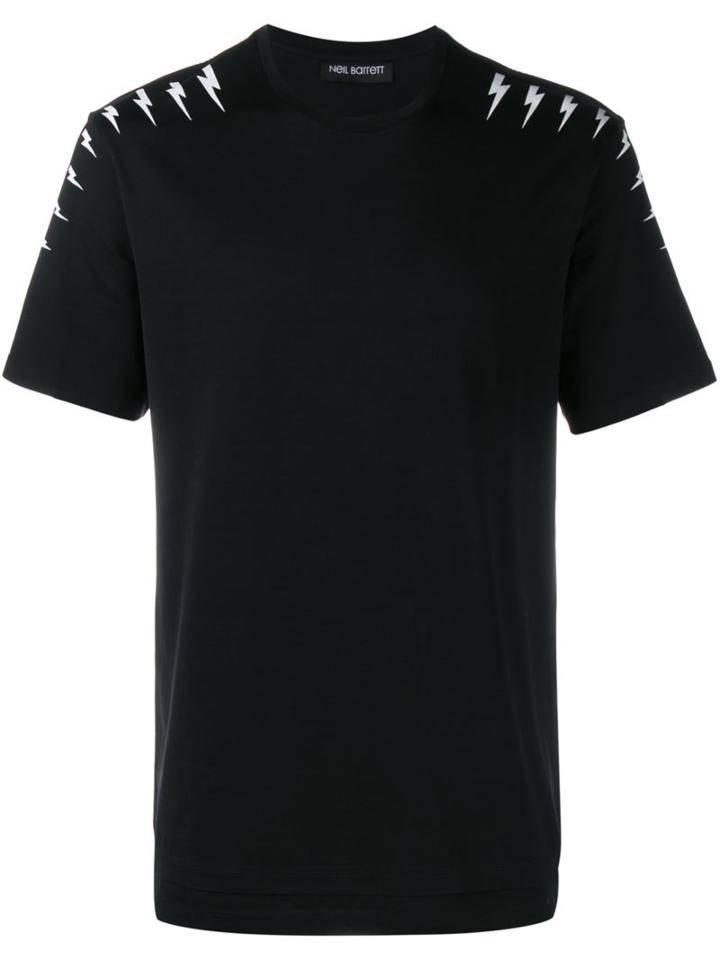 Neil Barrett Lightning Bolt Print T-shirt, Men's, Size: Xs, Black, Cotton