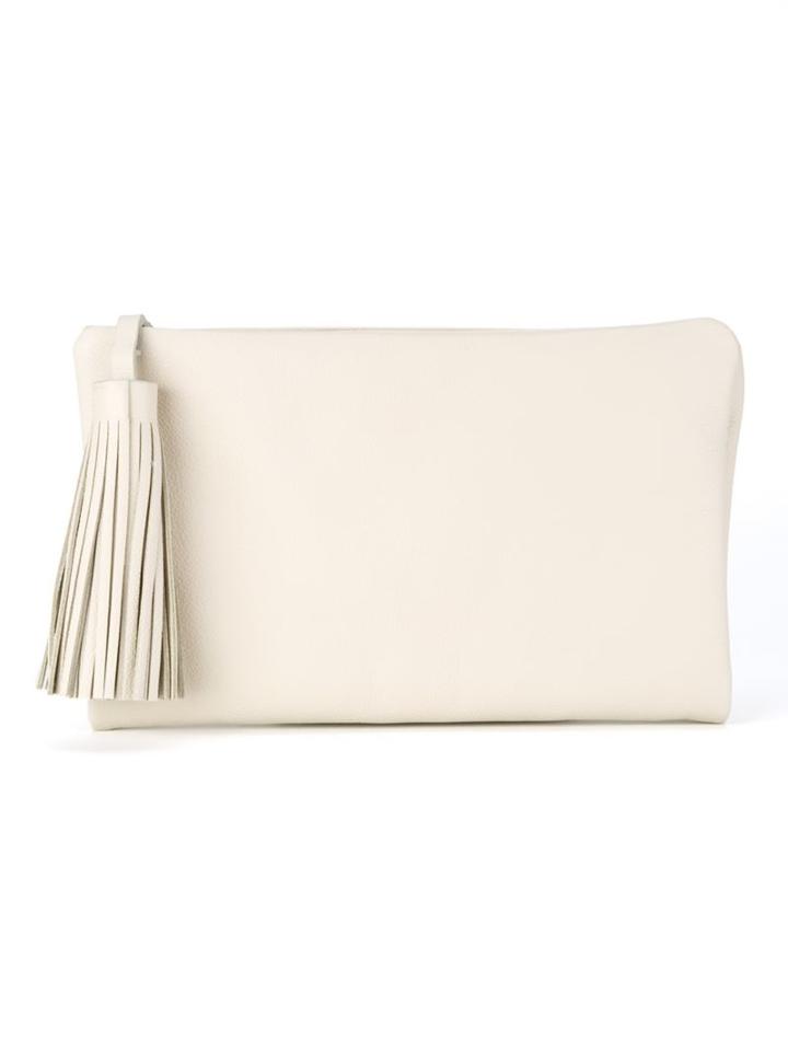 Sarah Chofakian Leather Clutch, Women's, White