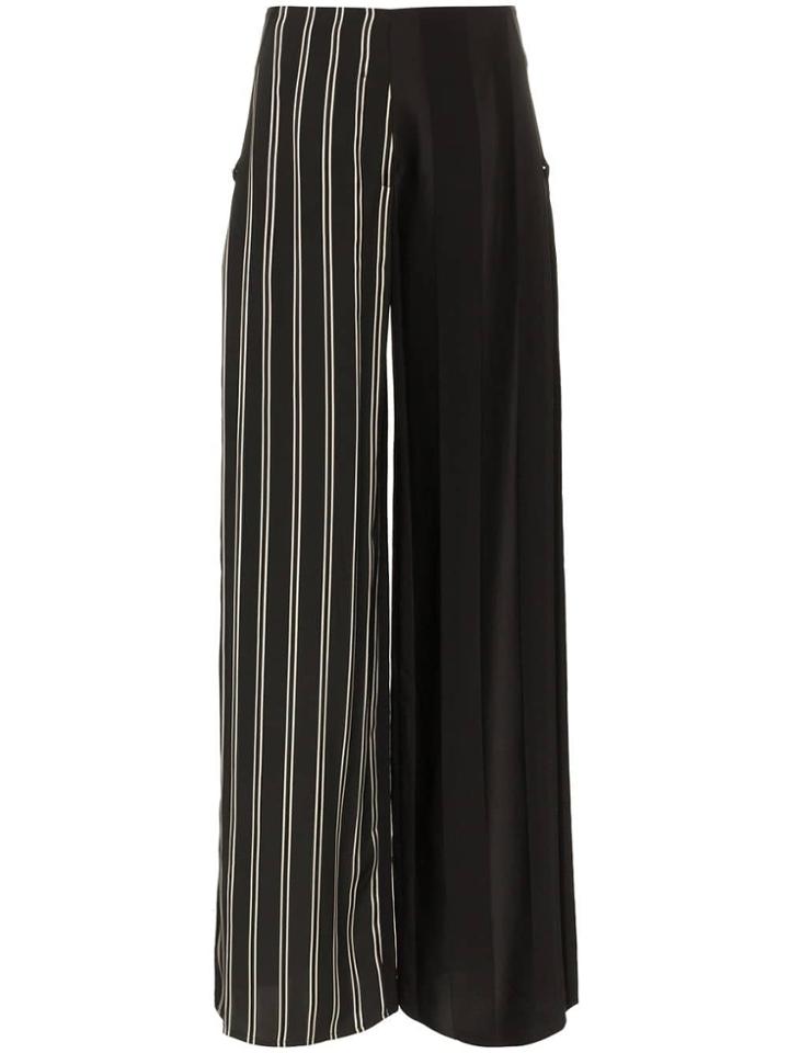 Esteban Cortazar Side Closure Striped Wool Blend Trousers - Black