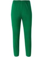 Issey Miyake Cauliflower Pleated Tapered Cropped Trousers, Women's, Green, Polyester