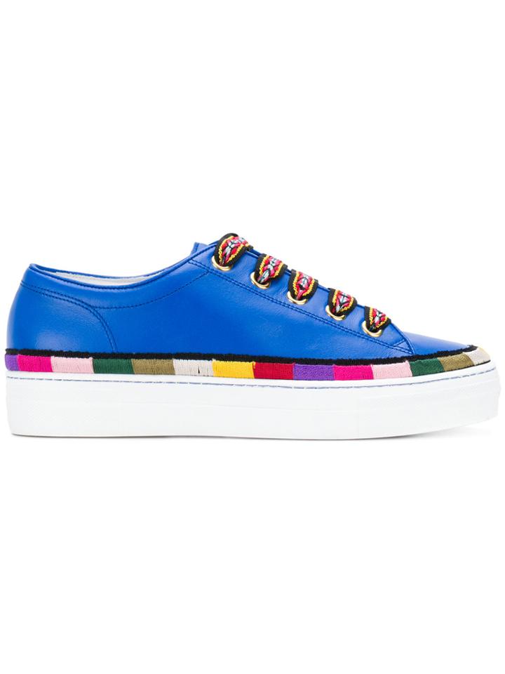 Etro Stripe Detail Lace-up Sneakers - Blue