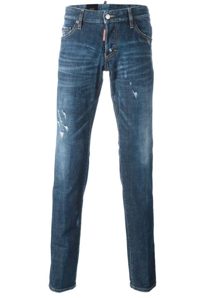 Dsquared2 Slim Jeans, Men's, Size: 46, Blue, Cotton/spandex/elastane/calf Leather