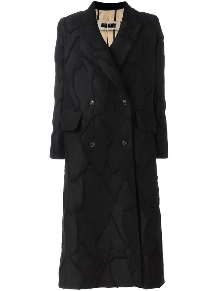 Uma Wang 'coltello' Coat, Women's, Size: Medium, Black, Virgin Wool/acetate/viscose/cotton