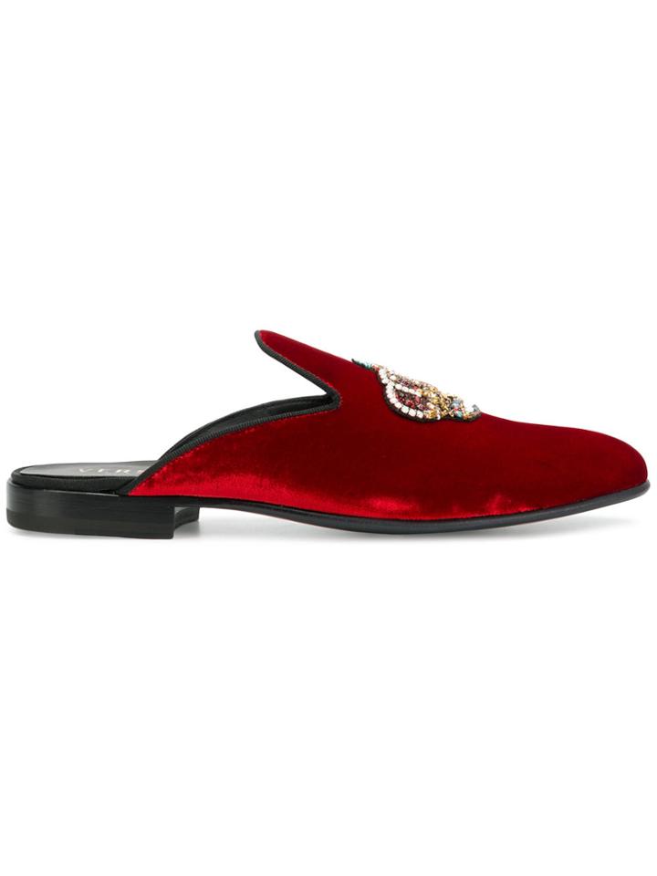 Versace Beaded Crown Slippers - Red