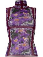 Jean Paul Gaultier Vintage Printed Sheer Turtleneck Top - Multicolour