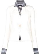 Veronica Beard Blazer With Removable Zip Jacket, Women's, Size: 10, White, Linen/flax/cotton/spandex/elastane