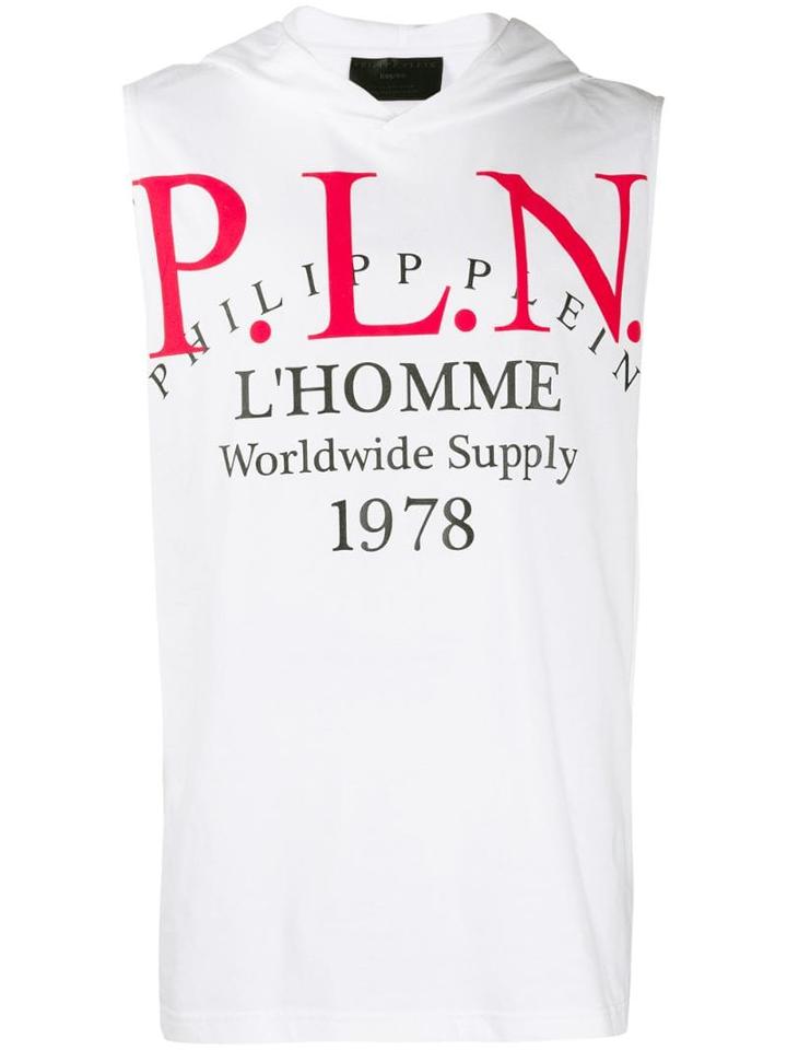 Philipp Plein P.l.n. Sleeveless Hoodie - White