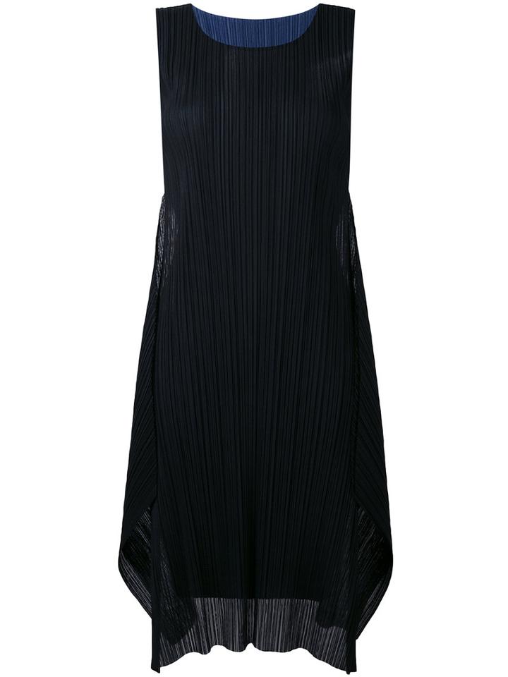Pleats Please By Issey Miyake - Pleated Detail Shift Dress - Women - Polyester - 4, Black, Polyester