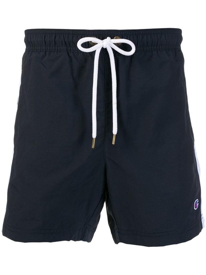 Champion Logo Stripe Swim Shorts - Blue