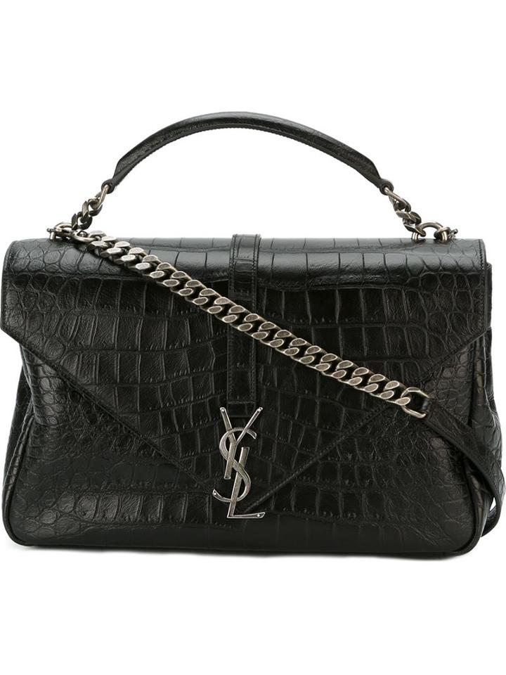 Saint Laurent Large 'collège Monogram' Shoulder Bag, Women's, Black, Leather