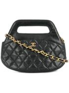 Chanel Vintage Mini Quilted Chain Shoulder Bag - Black
