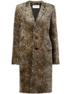 Saint Laurent Leopard Print Single-breasted Coat - Brown