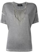The Kooples Embellished T-shirt, Women's, Size: 2, Grey, Viscose