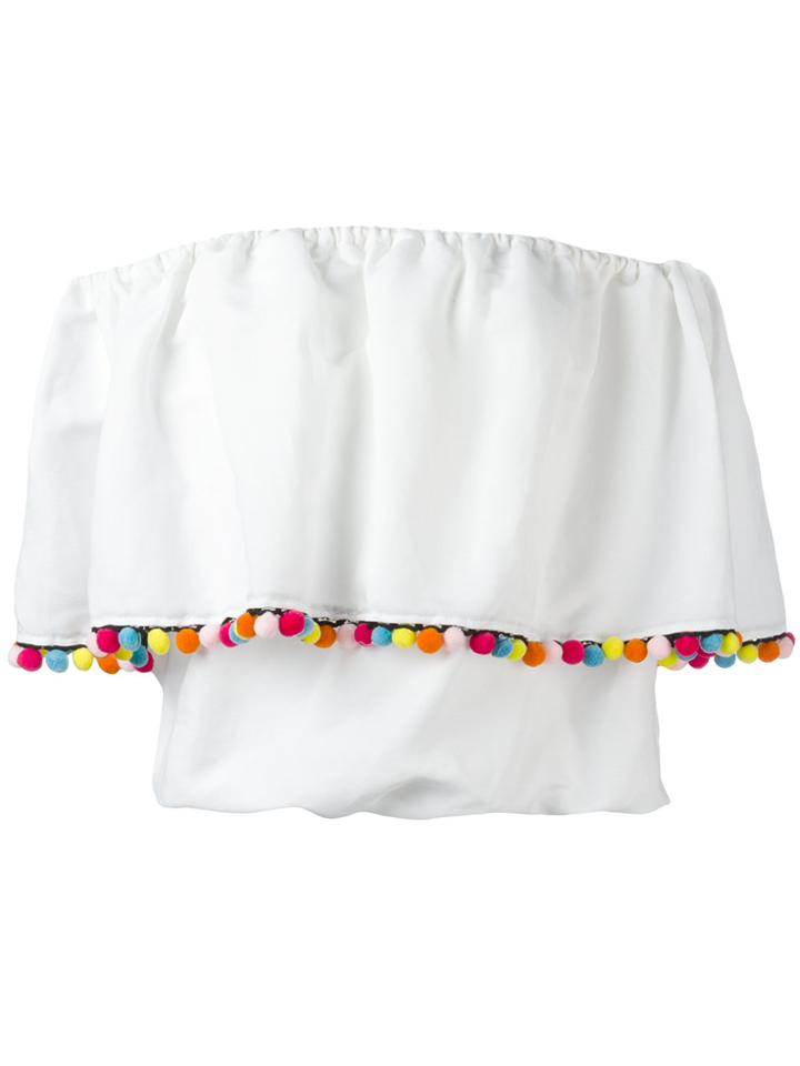 Forte Couture Carmen Pompom Blouse - White