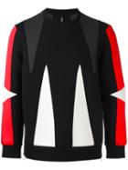 Neil Barrett Geometric Panelled Sweatshirt, Men's, Size: Xl, Black, Spandex/elastane/viscose/lyocell/cotton