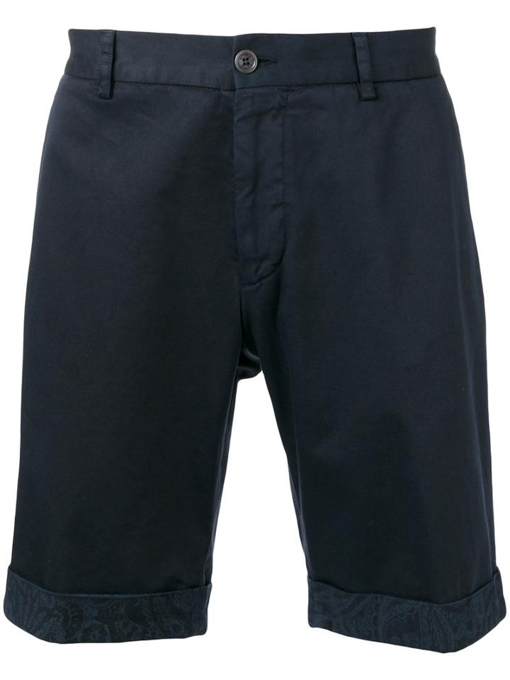 Etro Embroidered Tailored Shorts, Men's, Size: 48, Blue, Cotton/spandex/elastane