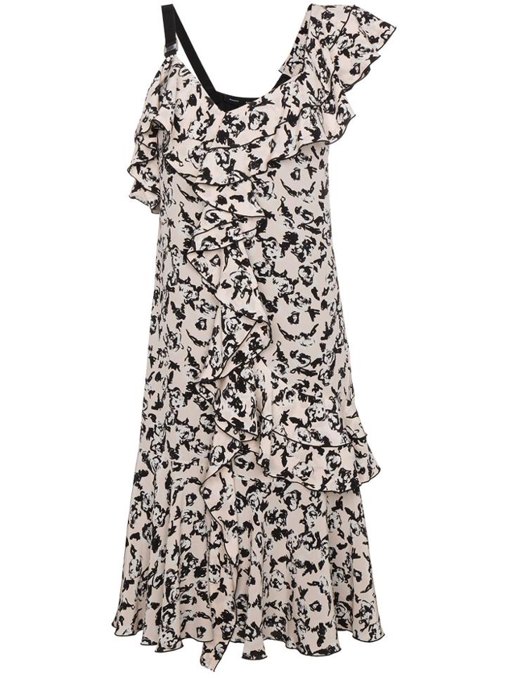 Proenza Schouler One Shoulder Ruffle Dress - Pink & Purple