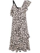 Proenza Schouler One Shoulder Ruffle Dress - Pink & Purple