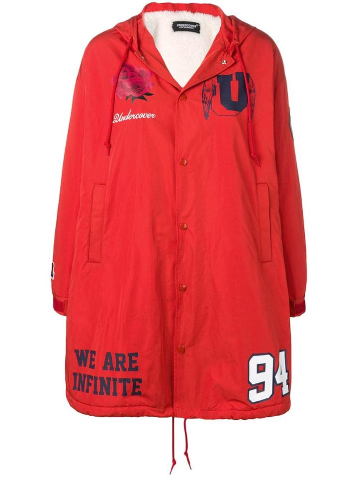 Undercover Patch Parka Coat - Red