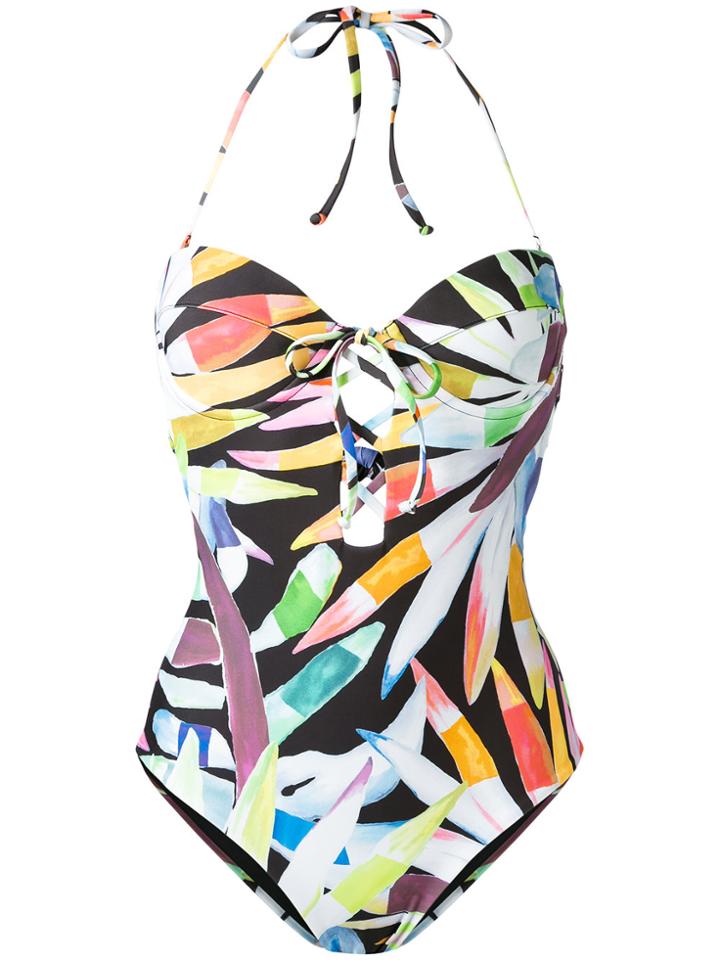 Mara Hoffman Lace-up Print Swimsuit - Black