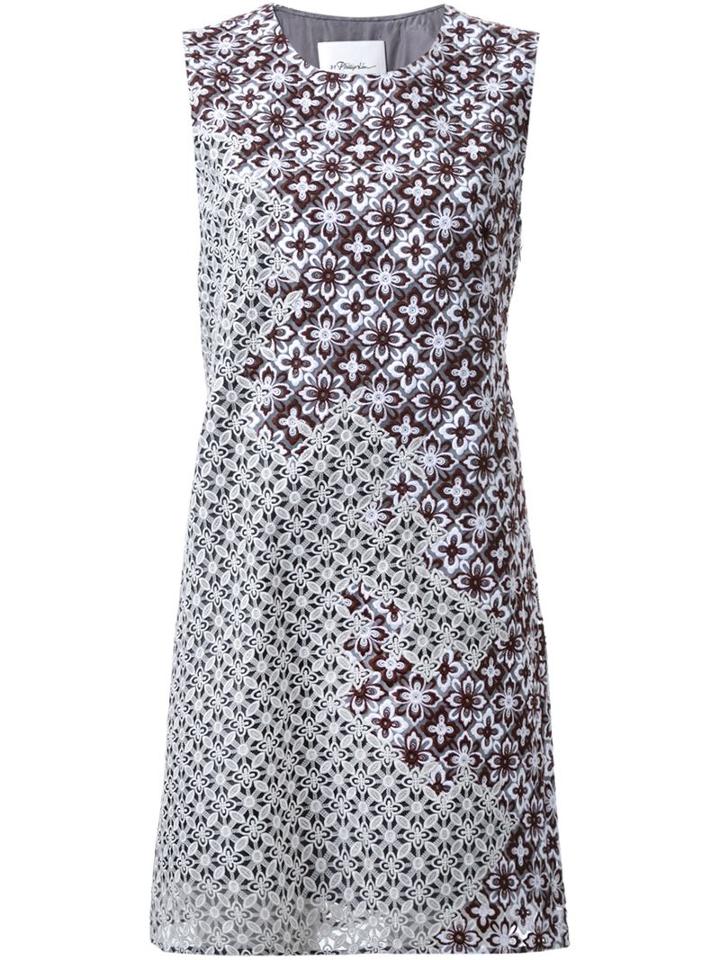 3.1 Phillip Lim Lace Patchwork Sheath Dress, Women's, Size: 6, Grey, Nylon/polyester