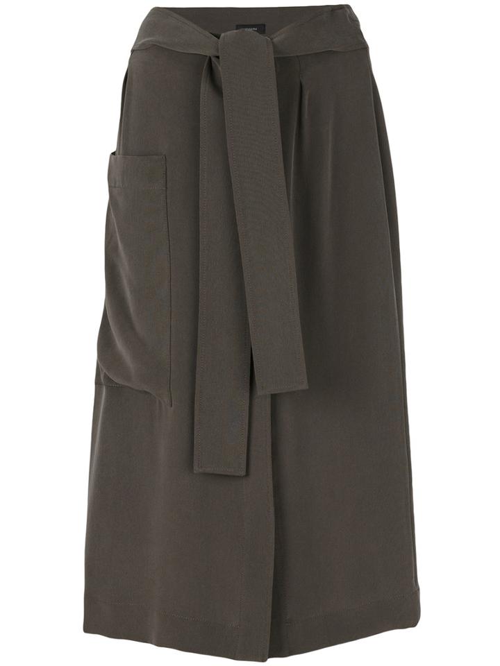 Joseph - Draped Midi Skirt - Women - Silk - 40, Green, Silk