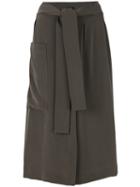 Joseph - Draped Midi Skirt - Women - Silk - 40, Green, Silk