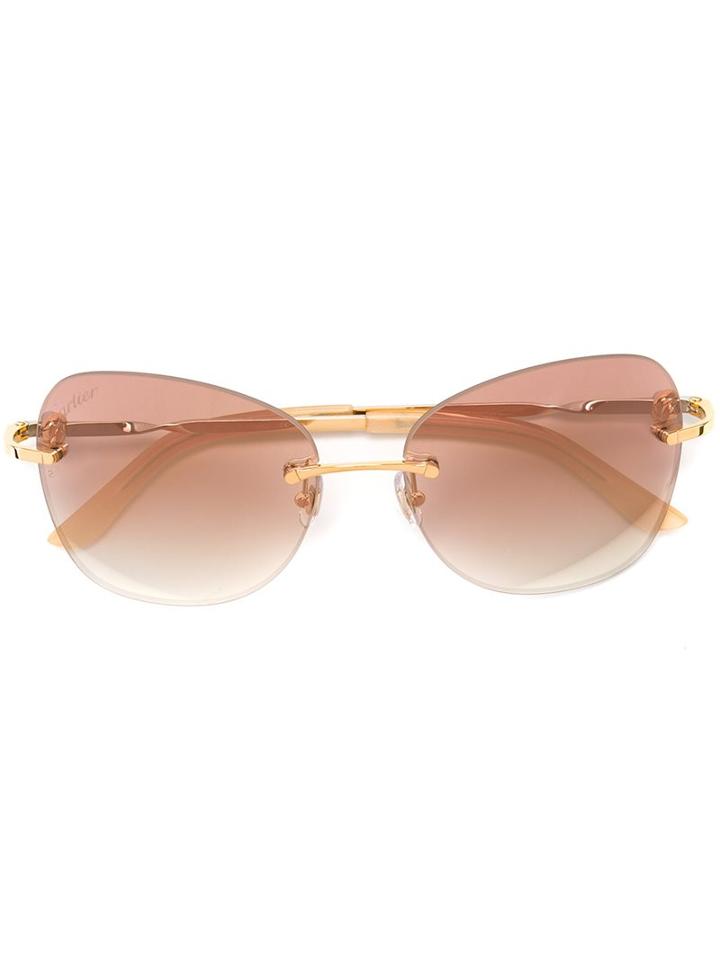 Cartier 'trinity' Sunglasses, Women's, Grey, Metal (other)/14kt Gold/palladium