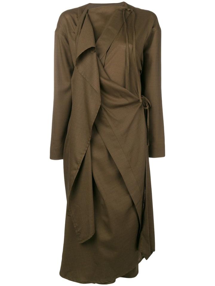 Lemaire Draped Wrap Front Dress - Brown