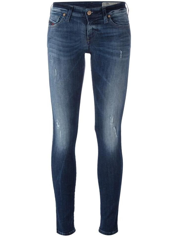 Diesel Skinny Jeans, Women's, Size: 29, Blue, Cotton/polyester/spandex/elastane/calf Leather