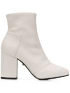 Grey Mer Smooth Ankle Boots - White