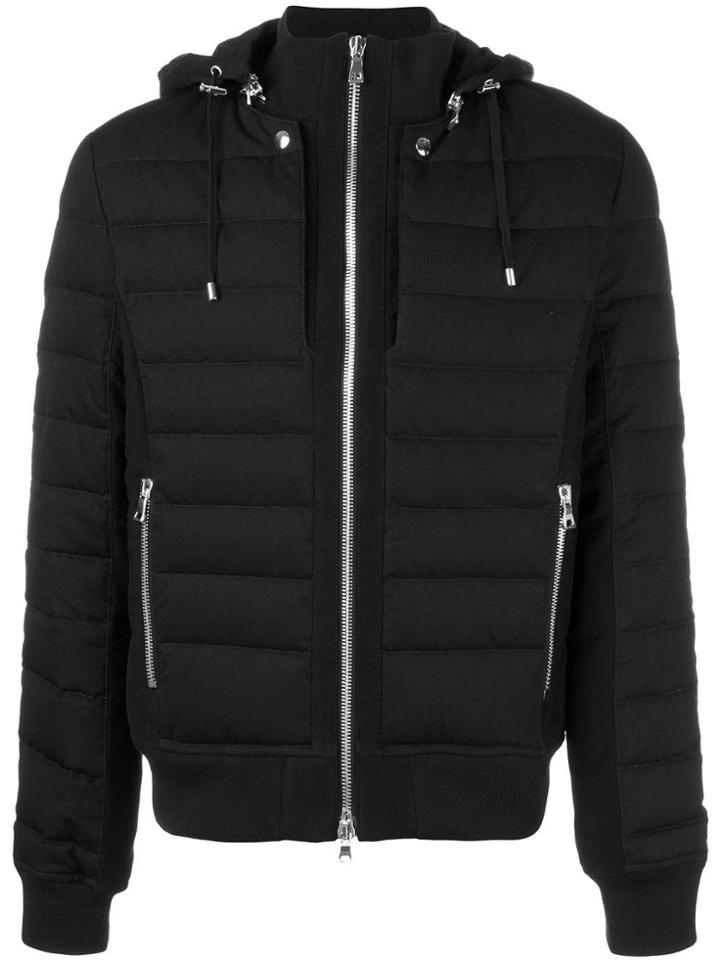 Balmain Quilted Hooded Jacket - Black