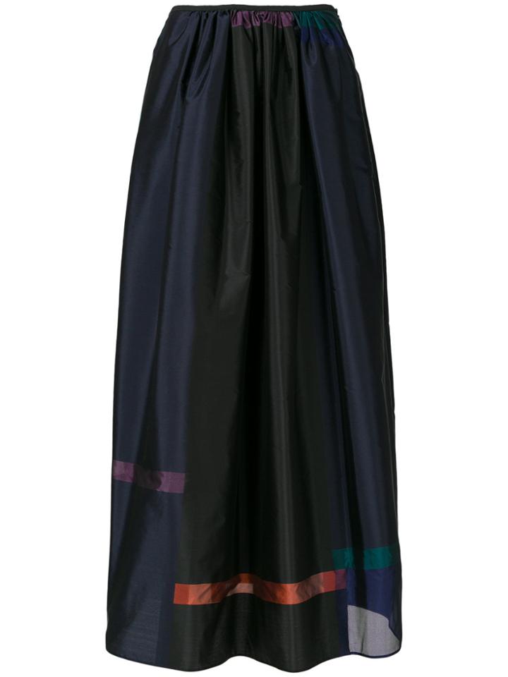 Giorgio Armani Printed Taffeta Pleated Skirt - Black