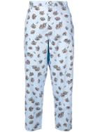 Marni Cropped Floral Trousers - Blue