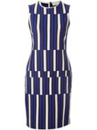 Lanvin Striped Pattern Dress, Women's, Size: 36, Blue, Cotton/polyamide/spandex/elastane