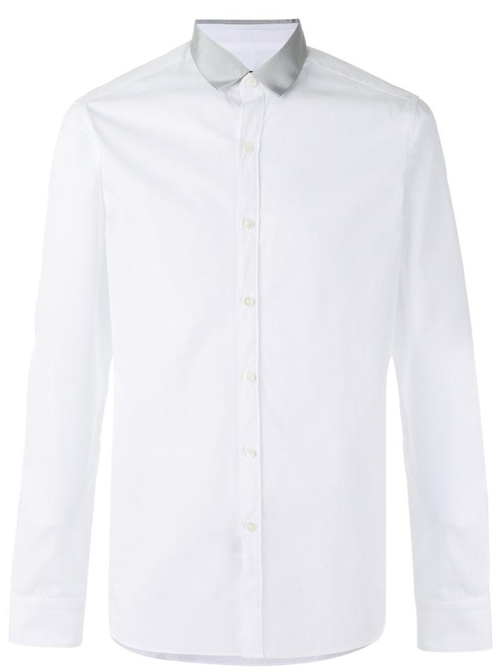 Lanvin Contrast Collar Tuxedo Shirt, Men's, Size: 41, White, Cotton
