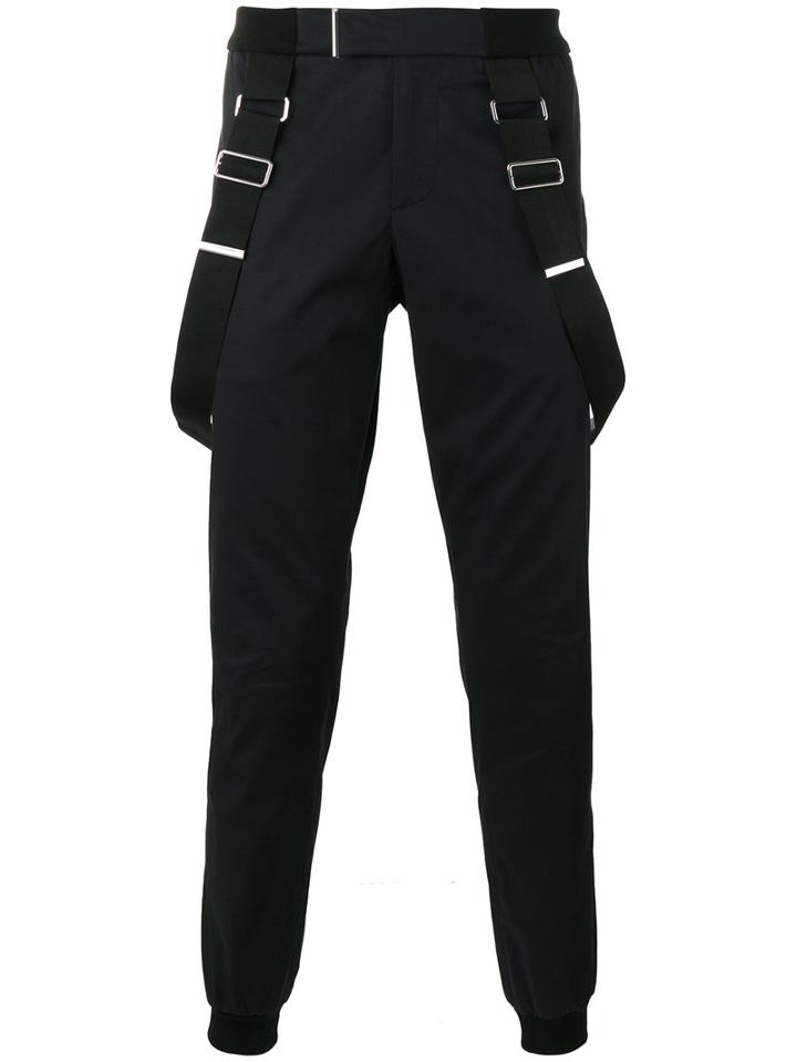 Les Hommes Brace Detail Trousers, Men's, Size: 48, Black, Cotton/spandex/elastane