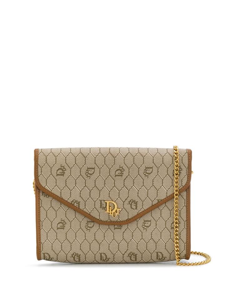 Christian Dior Pre-owned 1980s Honeycomb Chain Shoulder Bag - Brown