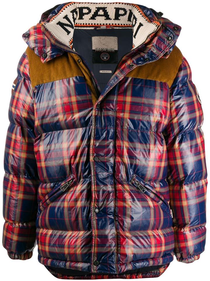 Napapijri Checked Puffer Jacket - Red