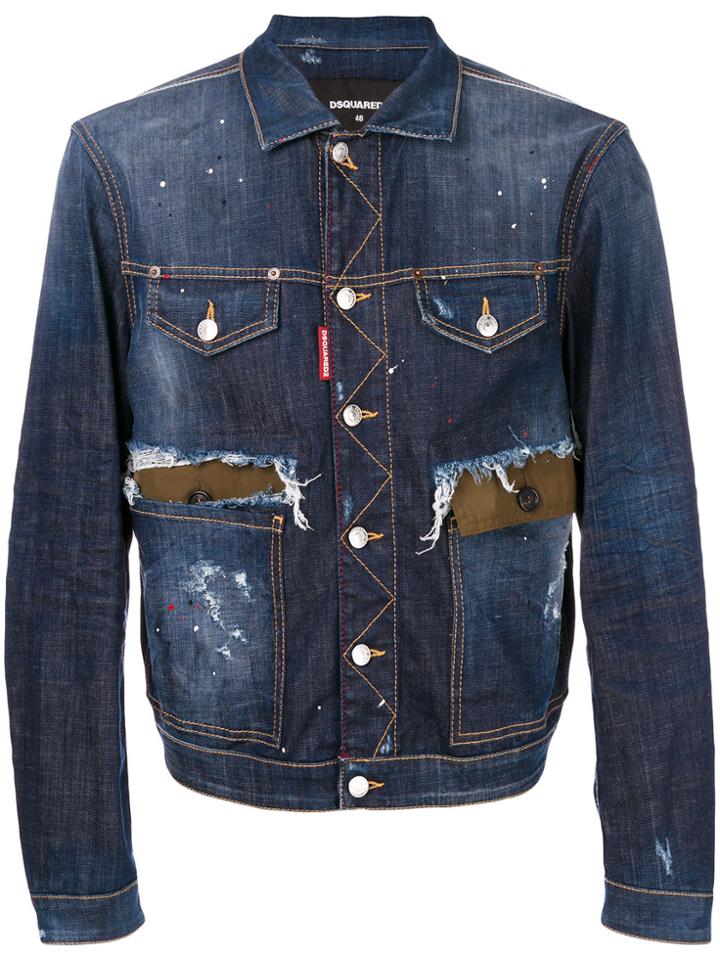Dsquared2 Distressed Denim Jacket - Blue